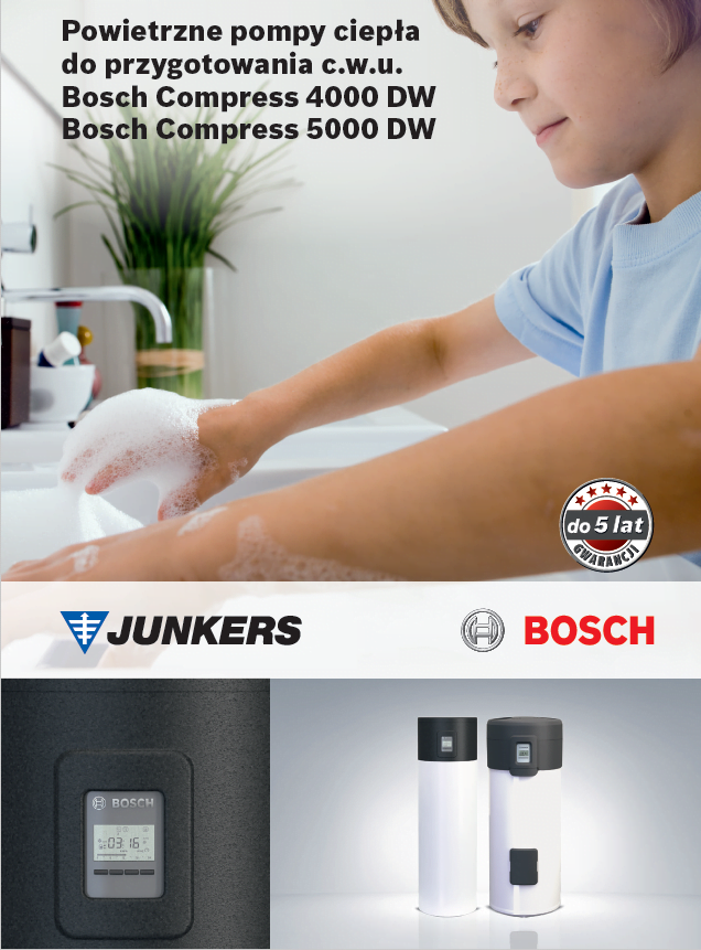Powietrzne pompy ciepła do przygotowania c.w.u. Bosch Compress 4000 DW Bosch Compress 5000 DW