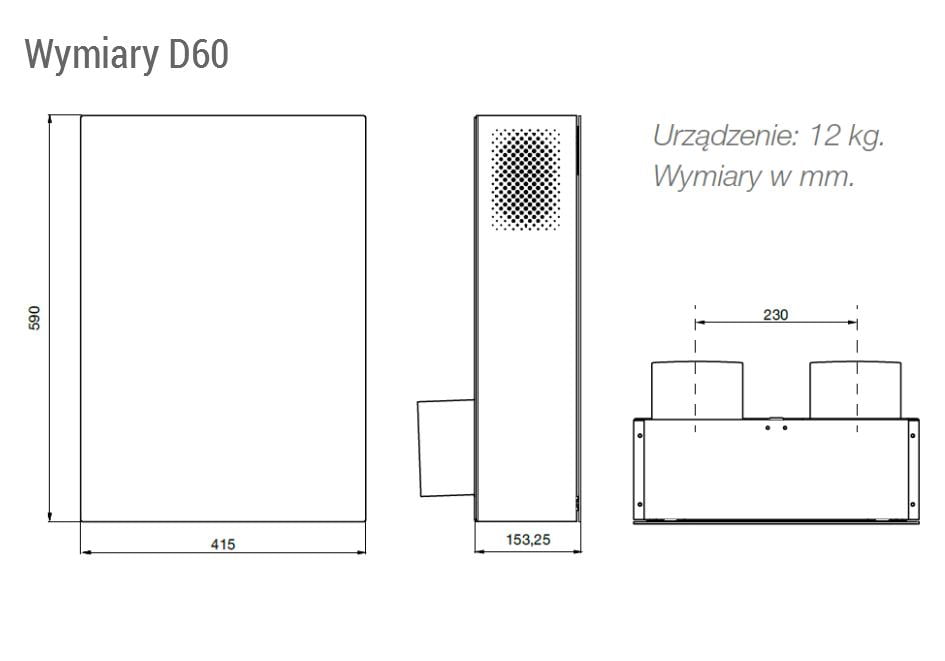 Rekuperator Vasco D60 ( decentralny ) - wymiary