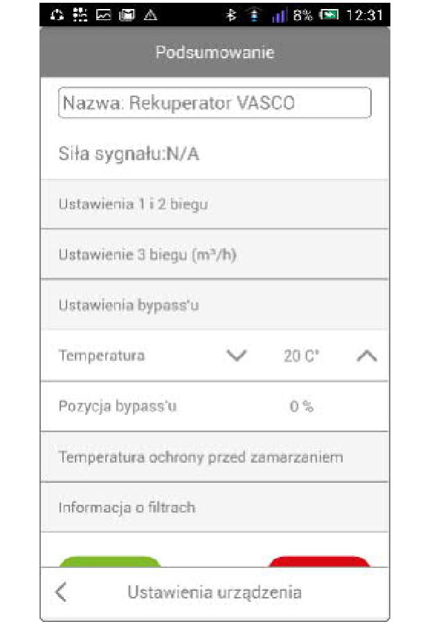 Bramka Vasco WiFi - Dla bypassu można ustawić temperaturę wewnętrzną, która będzie przyjmowana jako temperatura przegrzania pomieszczeń