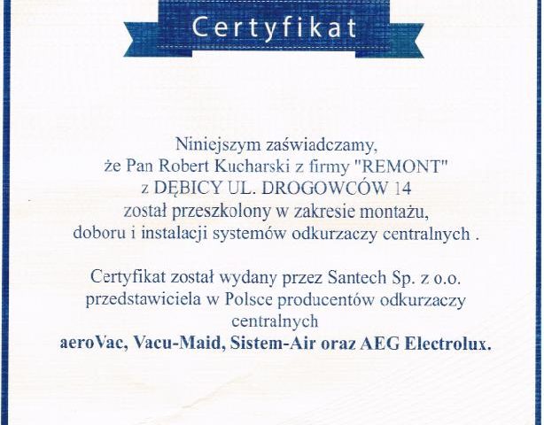 Certyfikat santech - odkurzacze