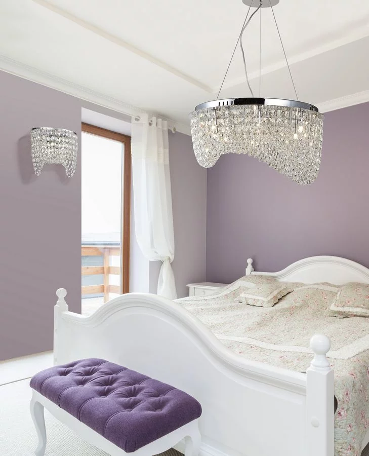 Tuscany - white and purple interior of bedroom