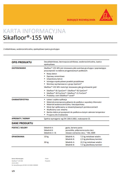 Sikafloor ‐155 WN - karta techniczna