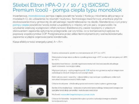 Stiebel Eltron HPA-O 7 10 13 (S)(CS)(C) Premium (cool) - pompa ciepła typu monoblok