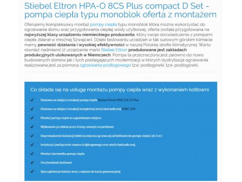 Stiebel Eltron HPA-O 8CS Plus compact D Set - pompa ciepła typu monoblok oferta z montażem