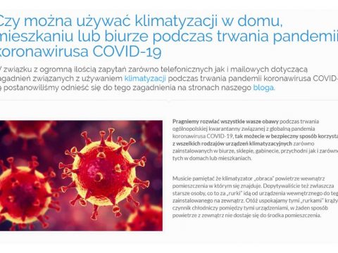 Czy można używać klimatyzacji w domu, mieszkaniu lub biurze podczas trwania pandemii koronawirusa COVID-19