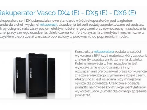 Rekuperator Vasco DX4 (E) - DX5 (E) - DX6 (E)