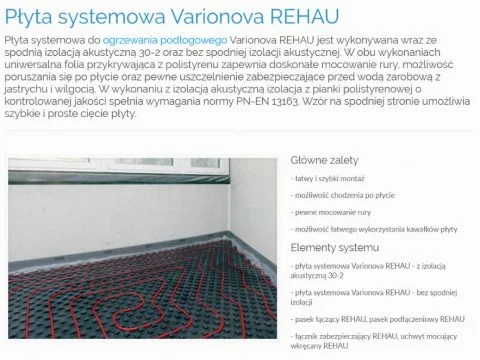 Płyta systemowa Varionova REHAU - K1