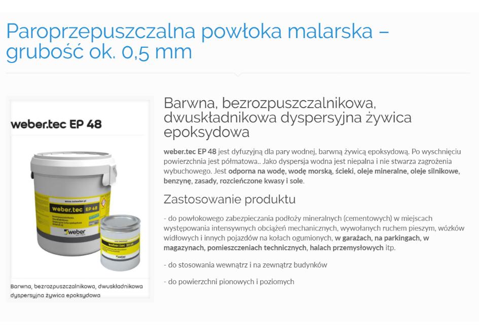 Paroprzepuszczalna powłoka malarska – grubość ok. 0,5 mm - K1
