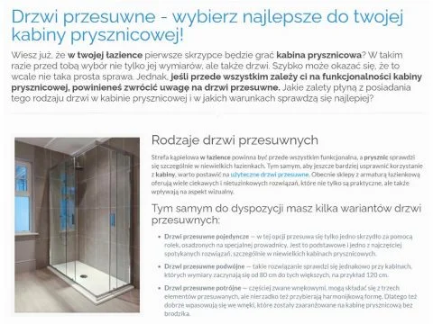 Drzwi przesuwne - wybierz najlepsze do twojej kabiny prysznicowej