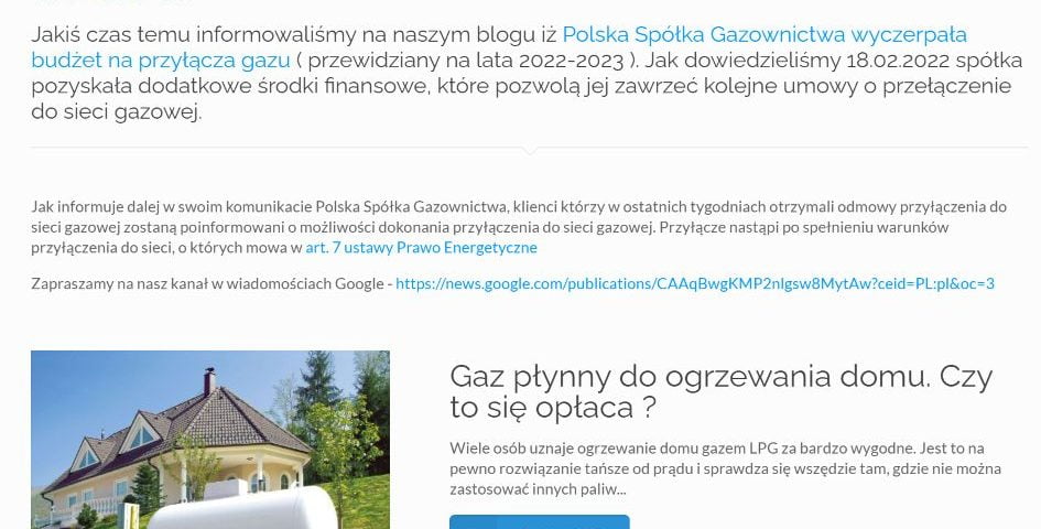 Polska Spółka Gazownictwa wznawia przyłącza do sieci