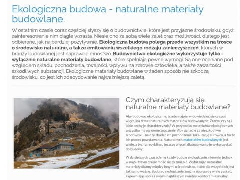 Ekologiczna budowa - naturalne materiały budowlane