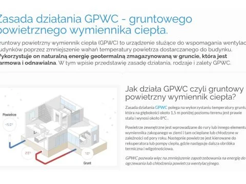 Zasada działania GPWC - gruntowego powietrznego wymiennika ciepła