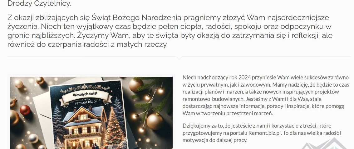 Wesołych Świąt 2023-2024 od Remont.biz.pl!