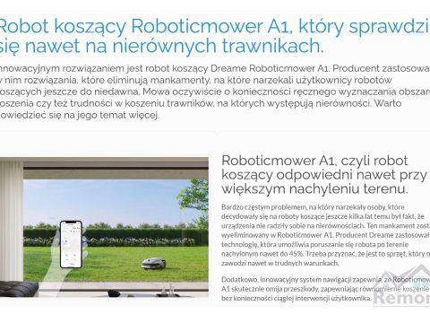 Robot koszący Roboticmower A1, który sprawdzi się nawet na nierównych trawnikach